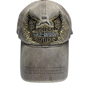 Harley-Davidson Mens Khaki Embroidered Eagle Wing Flame Stretch Fit Hat L/XL